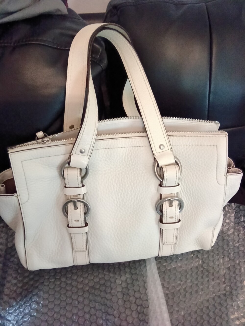 Coach Chelsea Y2K Off White Leather Shoulder Satchel Bag CREED: M0779-F10887 - Picture 3 of 16